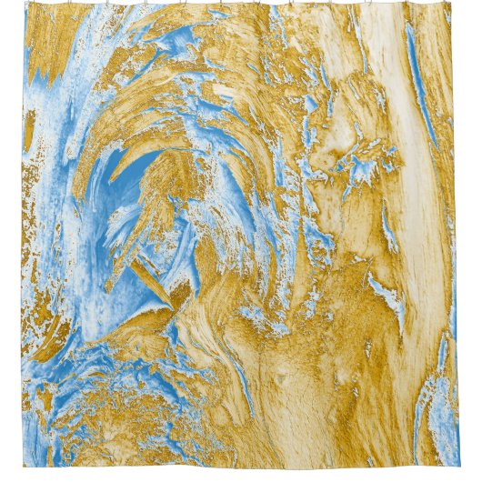 Abstract zacht blauw: gouden aanrakingen. douchegordijn (Voorkant)