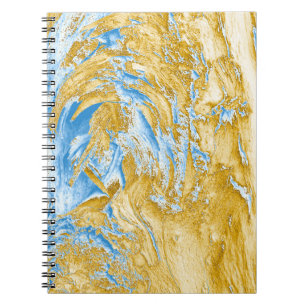Abstract zacht blauw: gouden aanrakingen. notitieboek