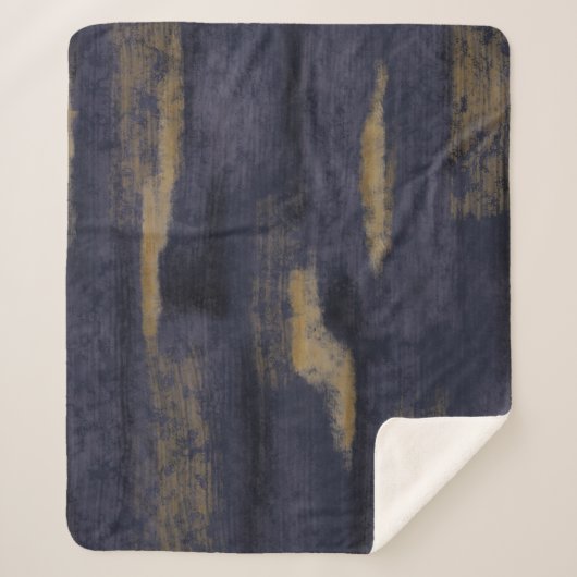 Abstract Zacht Hues Deep Blue & Gold Sherpa Deken (Voorkant)