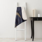 Abstract Zacht Hues Deep Blue & Gold Sherpa Deken (In situ)