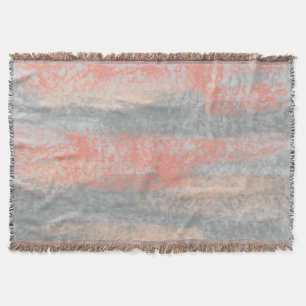 Abstract Zacht Koraal Peach Grey Deken