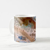 Abstract zandstrandpatroon waterschuimpatroon koffiemok (Voorkant links)