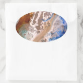 Abstract zandstrandpatroon waterschuimpatroon ovale sticker (Tas)