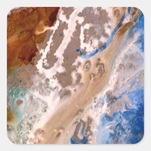 Abstract zandstrandpatroon waterschuimpatroon vierkante sticker (Voorkant)