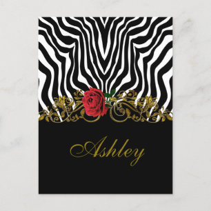 Abstract Zebra - Rood zwart - wit goud Briefkaart