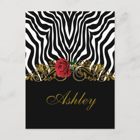 Abstract Zebra - Rood zwart - wit goud Briefkaart (Voorkant)