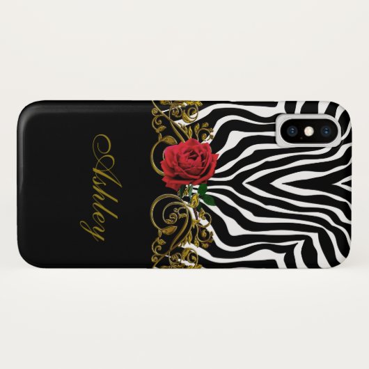 Abstract Zebra - Rood zwart - wit goud Case-Mate iPhone Case (Achterkant (horizontaal))