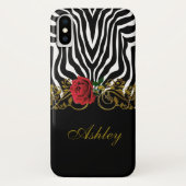 Abstract Zebra - Rood zwart - wit goud Case-Mate iPhone Case (Achterkant)