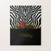 Abstract Zebra - Rood zwart - wit goud Legpuzzel (Verticaal)