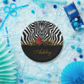 Abstract Zebra - Rood zwart - wit goud Papieren Bordje (Feest)