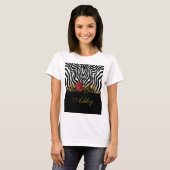 Abstract Zebra - Rood zwart - wit goud T-shirt (Voorkant volledig)