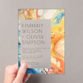 Abstract Zee golven en zandstenen strand bruiloft Acryl Uitnodigingen (Insitu (Draagbaar))