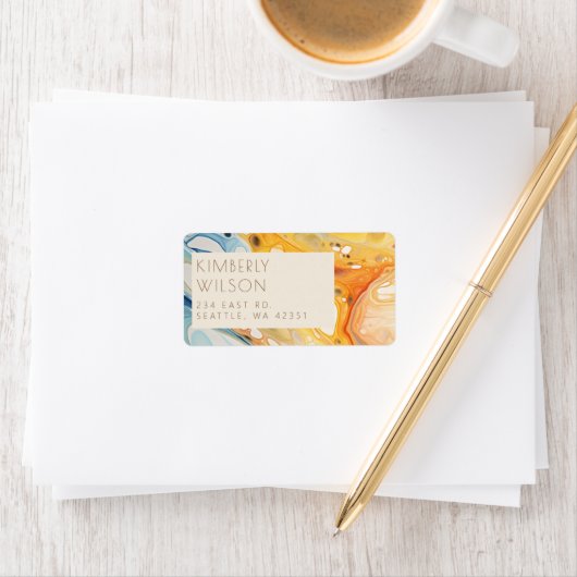 Abstract Zee golven en zandstenen strand bruiloft Etiket (Insitu)