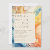 Abstract Zee golven en zandstenen strand bruiloft Kaart (Voorkant)