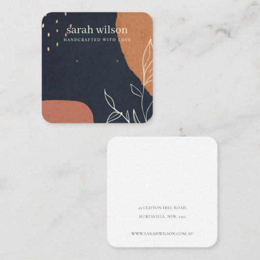 Abstract zeemaand Oranje laffy Foliage Earning Dis Vierkante Visitekaartje (Voorkant / Achterkant)