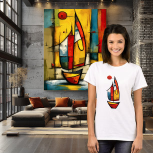 Abstract Zeilboot Expressionistische Nautilsche T-shirt