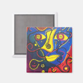 Abstract zelfportret magneet (Voorkant / Achterkant)