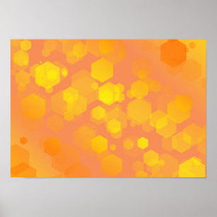 Abstract zeshoekige kunst - gele en oranje tinten poster