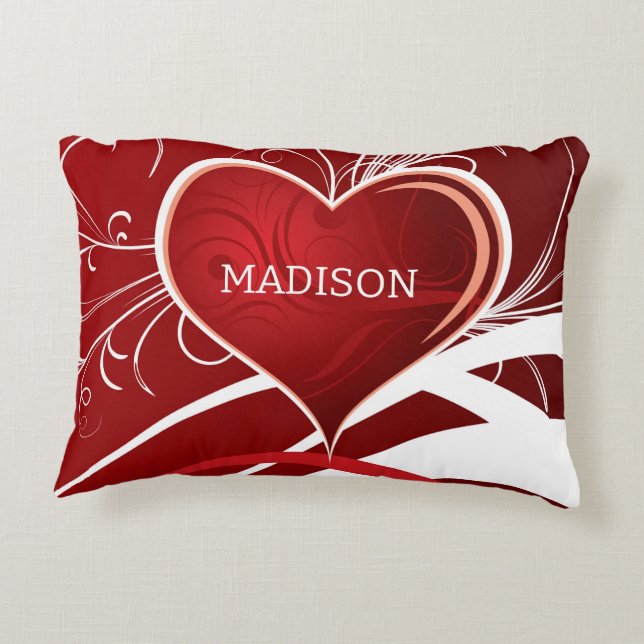 Abstract zeugen en zeugen van Girly Red en White Accent Kussen (Achterkant)