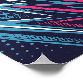 Abstract Zigzag Design in Cyaan & Helder Roze Poster (Hoek)