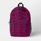 Abstract Zigzag Lines in Wine & White – Backpack Bedrukte Rugzak (Voorkant)