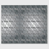 Abstract zilver en zwart Tulip Boteh Pattern Cadeaupapier (Vlak)