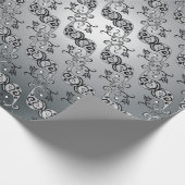 Abstract zilver en zwart Tulip Boteh Pattern Cadeaupapier (Hoek)