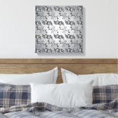 Abstract zilver en zwart Tulip Boteh Pattern Canvas Afdruk (Insitu (Slaapkamer))