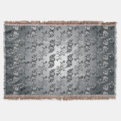 Abstract zilver en zwart Tulip Boteh Pattern Deken (Voorkant)