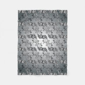 Abstract zilver en zwart Tulip Boteh Pattern Fleece Deken (Voorkant)