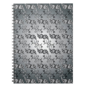 Abstract zilver en zwart Tulip Boteh Pattern Notitieboek