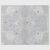 Abstract zilverpapier met gouden sterren, maan cadeaupapier (Vlak)