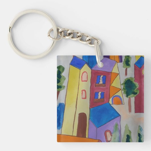 Abstract zomerdorp sleutelhanger (voorkant)