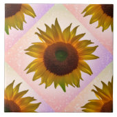 Abstract, zonnebloem, goud, perzik en lichte Paars Tegeltje (Voorkant)