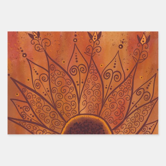 Abstract zonnebloempatroon inpakpapier vel (Voorkant 2)