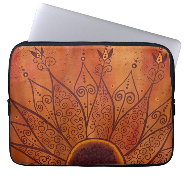 Abstract zonnebloempatroon laptop sleeve (Voorkant)