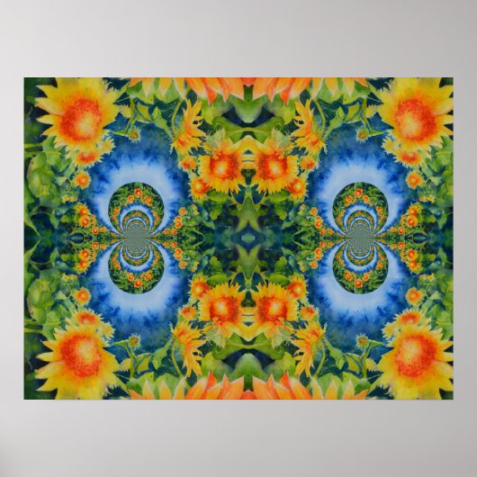 Abstract zonnebloemveld | retro floral poster (Voorkant)