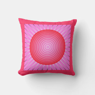 Abstract zonnewiel in koraal, roze en zilver kussen