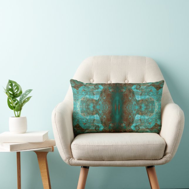 Abstract Zuid-Western Boho Rust Blauwgroen Kussen (Stoel)