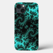 Abstract zwart Blauwgroen symmetrisch fractal Case-Mate iPhone Case (Achterkant)