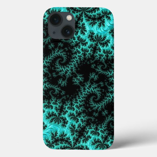 Abstract zwart Blauwgroen symmetrisch fractal Case-Mate iPhone Case (Achterkant)