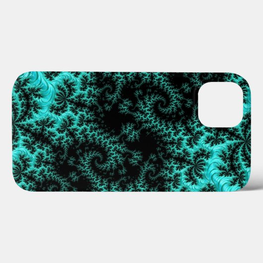 Abstract zwart Blauwgroen symmetrisch fractal Case-Mate iPhone Case (Achterkant (horizontaal))