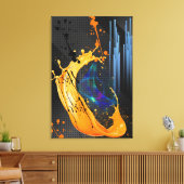 ABSTRACT ZWART CANVAS AFDRUK (Insitu (Woonkamer))