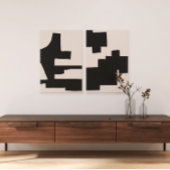 Abstract Zwart en Beige Bold Shapes Canvas Print