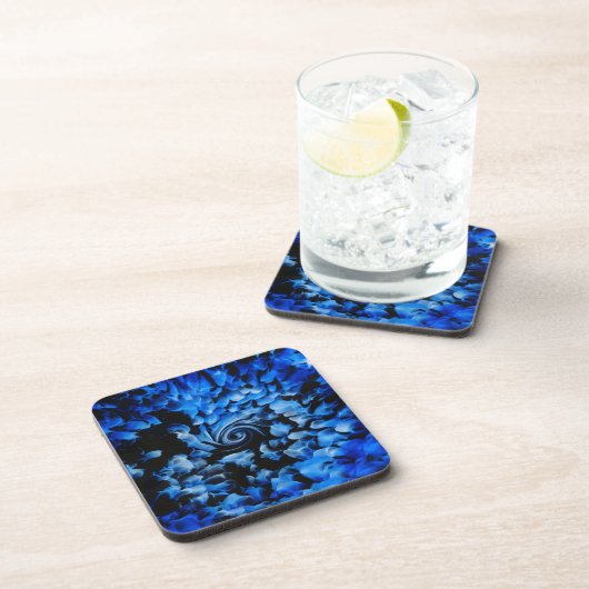 Abstract zwart en blauw bier onderzetter (Rechterzijde)