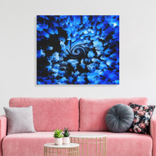 Abstract zwart en blauw glas canvas afdruk