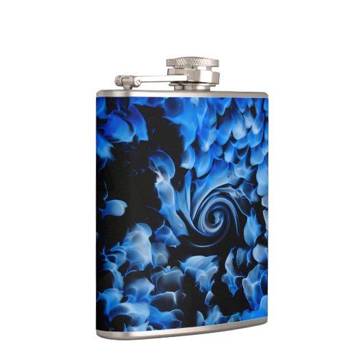 Abstract zwart en blauw glas heupfles (Rechts)