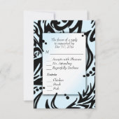 Abstract zwart en blauw tribale met menu RSVP (Voorkant)