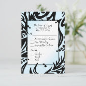 Abstract zwart en blauw tribale met menu RSVP (Staand voorkant)