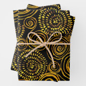 Abstract zwart en goud geometrisch patroon inpakpapier vel (In situ)